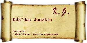 Kádas Jusztin névjegykártya